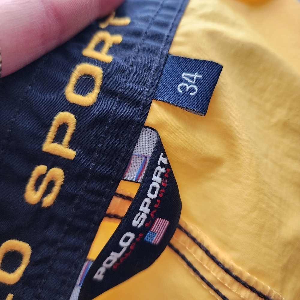 POLO SPORT RALPH LAUREN x VINTAGE 90s board shorts in yellow / blue size 34 - Picture 4 of 9
